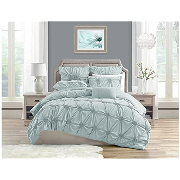 All Season Beautiful Pinch Pleated Ruched Cloud-Like Soft Luxury Shabby Chic Bedding 3 Piece Modern Double Brushed Textured Red Pintuck Duvet Cover Twin Size Down Alternative Comforter Included 